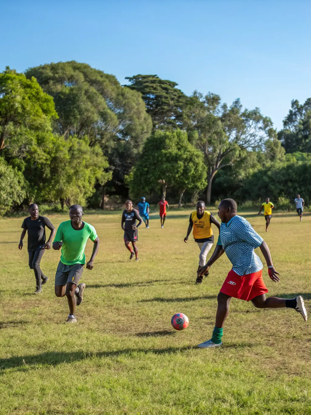 A heartwarming image of community members of all ages participating in a local sports event in Fréhel, promoting community spirit.